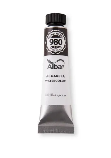 Imagen de Acuarela profesional ALBA pomo de 10ml. grupo 2 color negro marfil 980 opaco