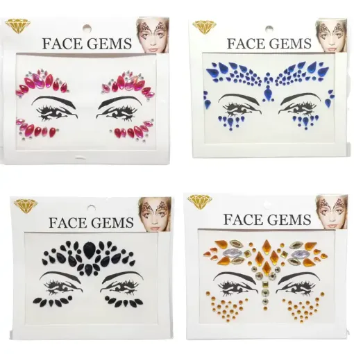 Imagen de Sticker "FACE GEMS" set de cuentas facetadas adhesivas modelos y colores diferentes