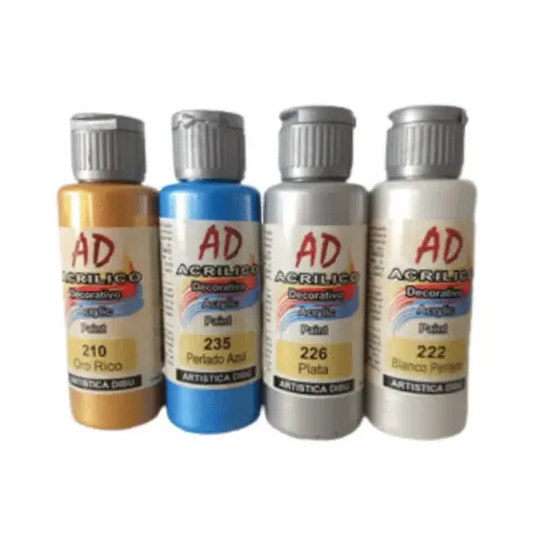 Imagen de Acrilico decorativo pintura acrilica AD *60ml. Colores metalizados, perlados y fluo