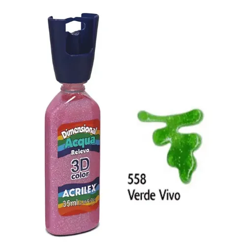Imagen de Pintura dimensional relieve relevo 3D ACRILEX acqua *35 ml. color Verde Vivio 558