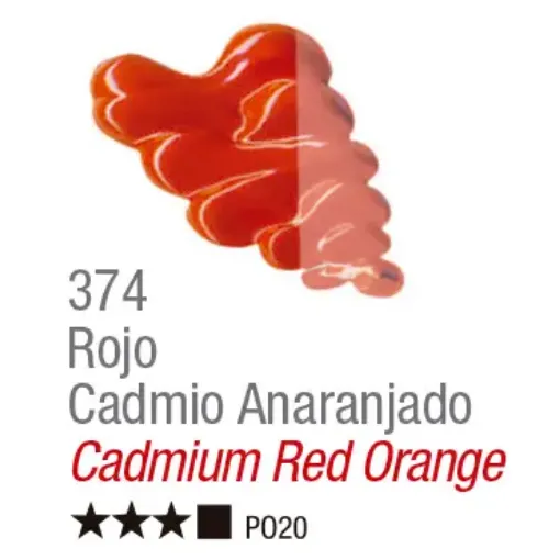 Imagen de Oleo en pomo "ACRILEX" *20ml. color 374 Rojo de Cadmio anaranjado opaco