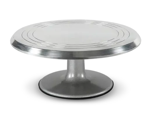 Imagen de Torneta base giratoria metalica profesional para modelar pintar y reposteria con base de 18cms. y plato de 30cms.