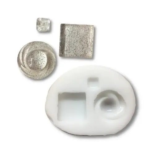 Imagen de Molde de silicona para resina modelo A007 2 cuadrados y 1 flor