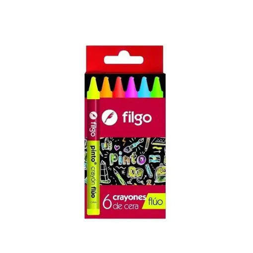 Imagen de Crayones de cera FILGO finas x6 colores fluo