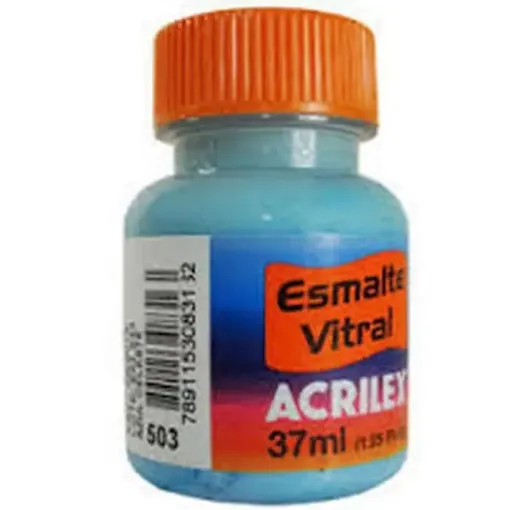 Imagen de Esmalte vitral para vidrio y ceramica "ACRILEX" *37ml. color Azul celeste 503