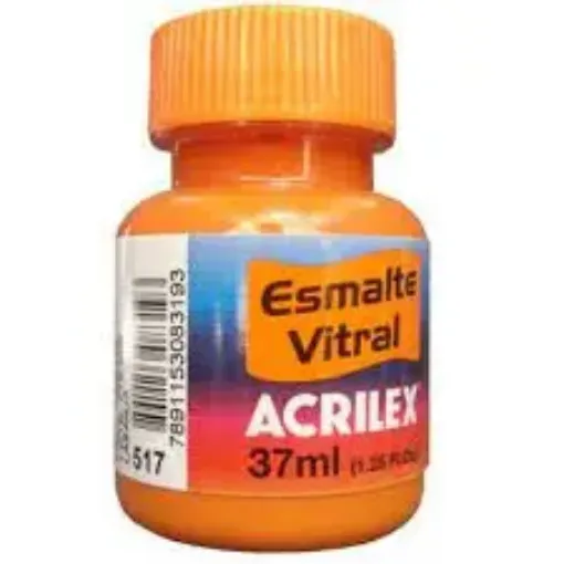 Imagen de Esmalte vitral para vidrio y ceramica "ACRILEX" *37ml. color Naranja 517