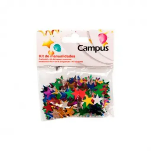 Imagen de Confetti "CAMPUS" estrellas de colores metalizados  de 11mms por 14grs