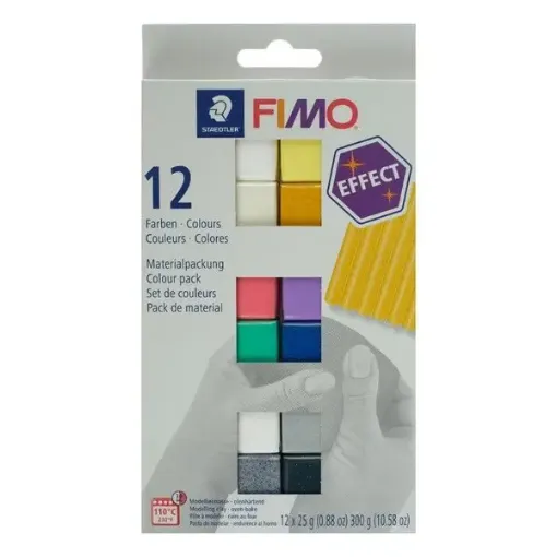 La Casa del Artesano-Arcilla polimerica pasta de modelar FIMO Effect 8013  set de 12 colores de 25grs.