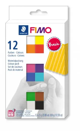 Imagen de Arcilla polimerica pasta de modelar FIMO Soft 8023 set de 12 colores Basicos de 25grs