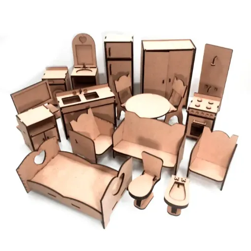 Imagen de Set de 18 muebles medianos para casa de munecas