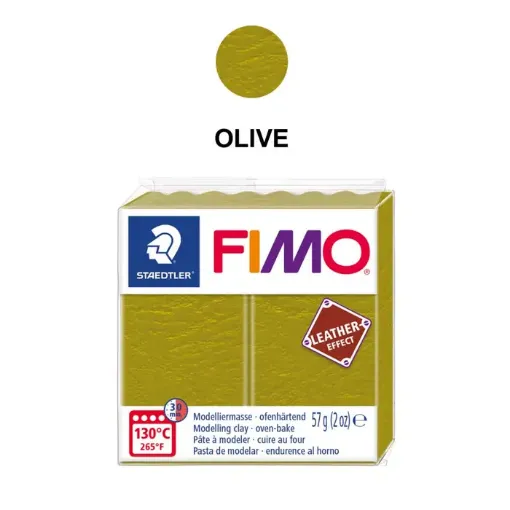 Imagen de Arcilla polimerica pasta de modelar FIMO Leather Effect Efecto Cuero *57grs. color 519 Verde oliva 