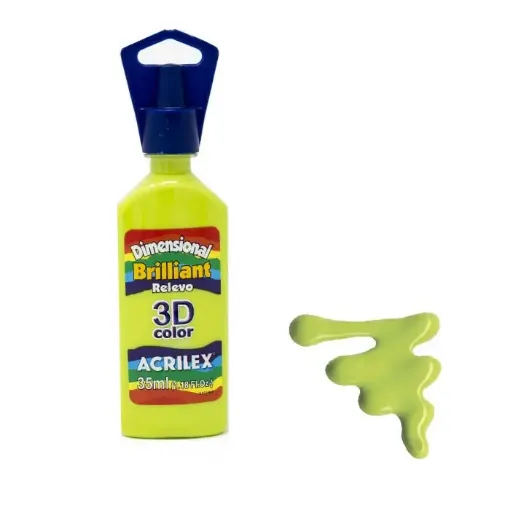 Imagen de Pintura dimensional relieve relevo 3D ACRILEX brillante *35 ml. color Verde manzana 802