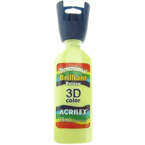 Imagen de Pintura dimensional relieve relevo 3D ACRILEX brillante *35 ml. color Amarillo bebe 808