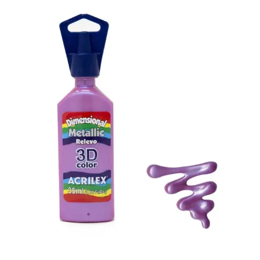 Imagen de Pintura dimensional relieve relevo 3D ACRILEX metalica *35 ml. color Rosa centelleante 844