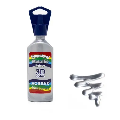 Imagen de Pintura dimensional relieve relevo 3D ACRILEX metalica *35 ml. color Plata 533