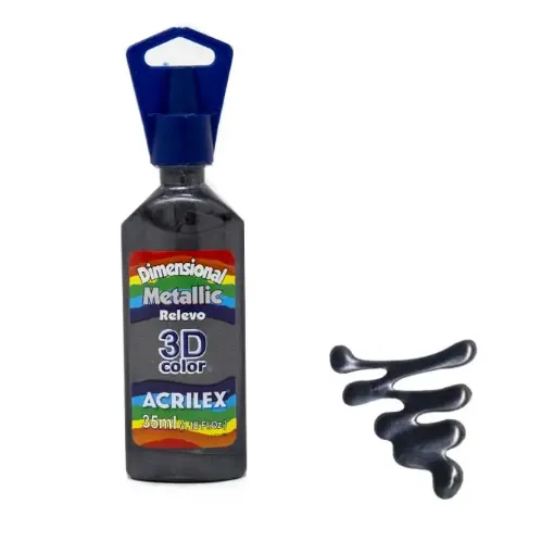 Imagen de Pintura dimensional relieve relevo 3D ACRILEX metalica *35 ml. color Negro 520