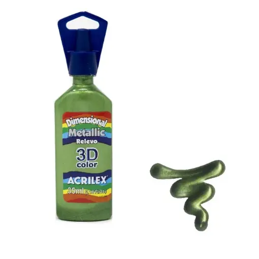Imagen de Pintura dimensional relieve relevo 3D ACRILEX metalica *35 ml. color Verde Kiwi 873