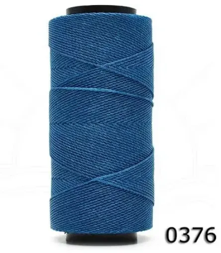 Imagen de Hilo cordon encerado fino 100% polyester 2 cabos cono de 100grs 150mts OLIMPO color 0376 Azul Royal