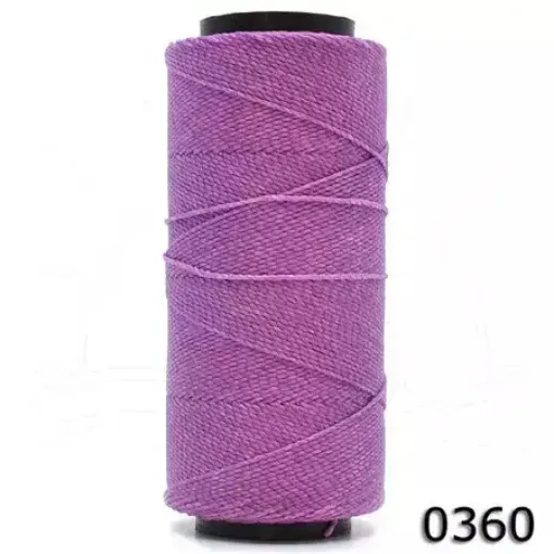 Imagen de Hilo cordon encerado fino 100% polyester 2 cabos cono de 100grs 150mts SETTANYL color 0360 Lila Lavanda