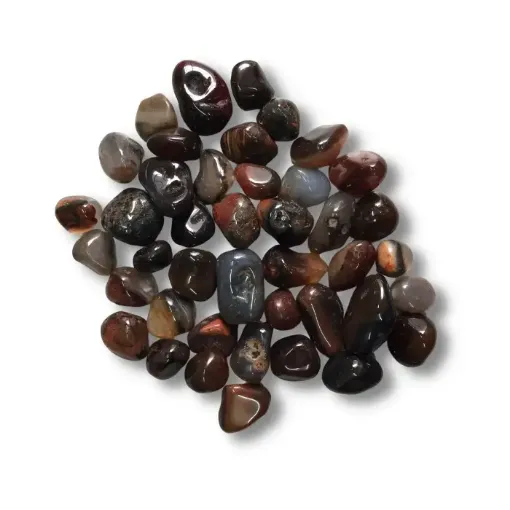 Imagen de Piedras semi preciosas Agata Marron Oscuro rolada piedras de 1 a 2cms en paquete de 100grs