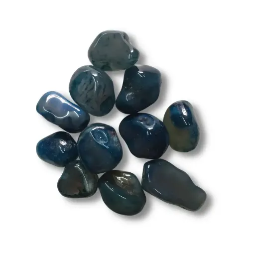 Imagen de Piedras semi preciosas Agata Azulada rolada piedras de 2 a 3cms en paquete de 100grs