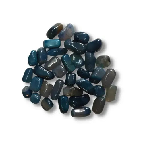 Imagen de Piedras semi preciosas Agata Azulada rolada piedras de 1 a 2cms en paquete de 100grs.