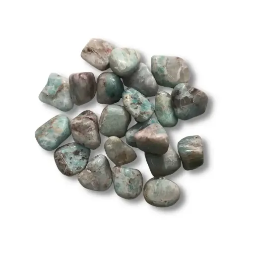 Imagen de Piedras semi preciosas Amazonita rolada piedras chicas de 1 a 2cms en paquete de 100grs.