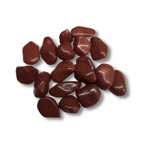 Imagen de Piedras semi preciosas Jaspe Rojo rolado piedras de 2 a 3cms. en paquete de 100grs.
