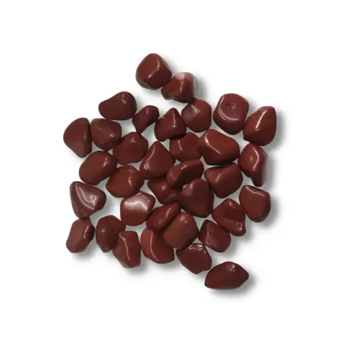 Imagen de Piedras semi preciosas Jaspe Rojo rolado piedras de 1 a 2cms en paquete de 100grs.