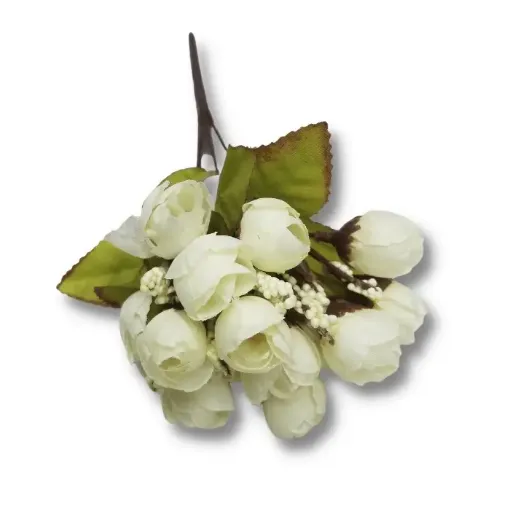 Imagen de Ramo de pimpollos rococo con hojas secas A2040 blancas
