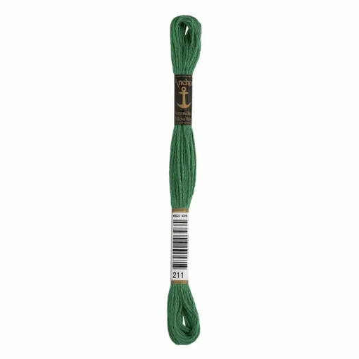 Imagen de Hilo de bordar 100% algodon Mouline ANCHOR 8mts. color 0211 verde