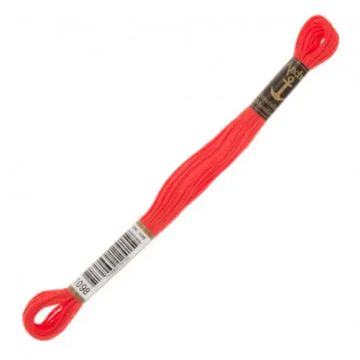 Imagen de Hilo de bordar 100% algodon Mouline ANCHOR 8mts. color 1098 rojo