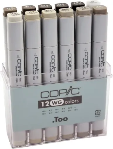 Imagen de Set de marcadores profesionales COPIC SKETCH alcohol doble punta set de 12 colores WARM GREY