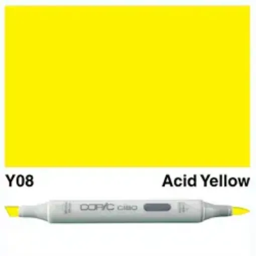Imagen de Marcador profesional COPIC CIAO alcohol doble punta color Y08 Acid Yellow