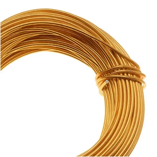 Imagen de Alambre de aluminio flexible de 1.5mm de espesor en rollo de 85mts 500grs color oro dorado
