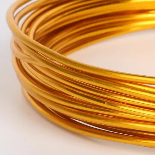 Imagen de Alambre de aluminio flexible de 1.5mm de espesor en rollo de 5mts 30grs color oro dorado