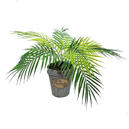 Imagen de Planta artificial palma con 9 varas de 60cms. hojas de 32x15cms. no incluye maceta