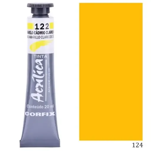 Imagen de Acrilico en pomo tinta acrilica CORFIX de 20ml color G1 semi opaco Amarillo de Cadmio oscuro imitacion 124