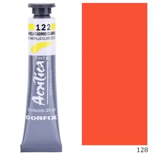 Imagen de Acrilico en pomo tinta acrilica CORFIX de 20ml color G1 semi opaco Rojo Cadmio Claro imitacion 128