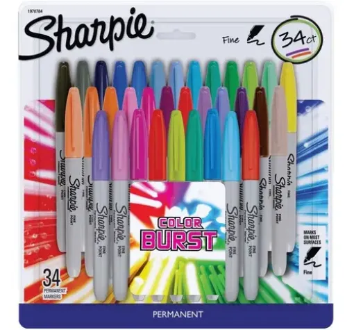 Imagen de Marcadores permanentes "SHARPIE" Color BURST punta fina set de 34 colores