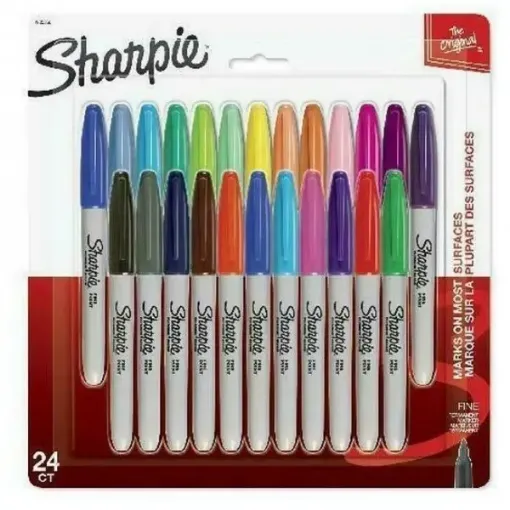 Imagen de Marcadores permanentes SHARPIE set de 24 marcadores de punta fina colores surtidos