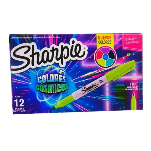 Imagen de Set de 12 marcadores permanentes finos "SHARPIE" x12 colores COSMICOS