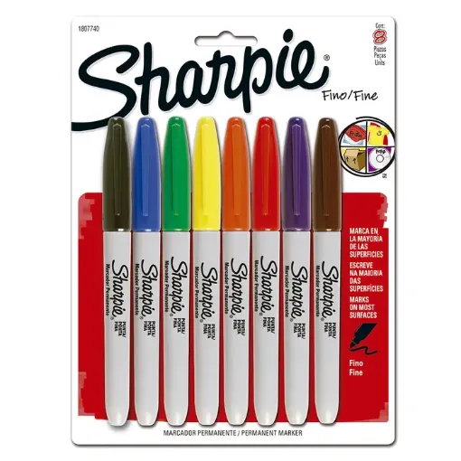 Imagen de Set de 8 marcadores permanentes finos "SHARPIE" set de 8 colores surtidos