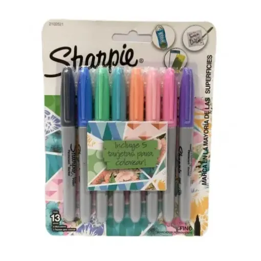 Imagen de Set de 8 marcadores permanentes finos "SHARPIE" set de 8 colores pastel