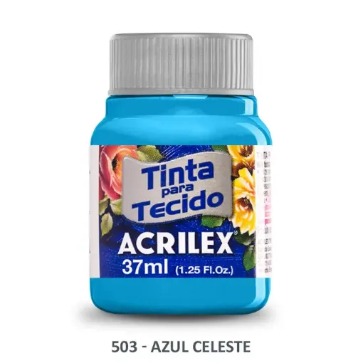 Imagen de Pintura para tela de algodon con terminacion mate "ACRILEX" de 37ml. color 503 azul celeste