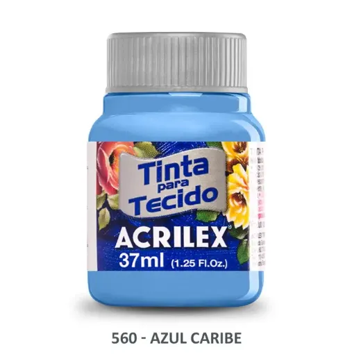 Imagen de Pintura para tela de algodon con terminacion mate "ACRILEX" de 37ml. color 560 azul caribe