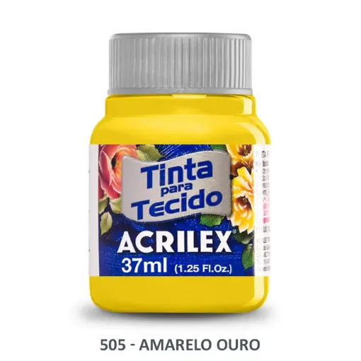Imagen de Pintura para tela de algodon con terminacion mate "ACRILEX" de 37ml. color 505 amarillo oro