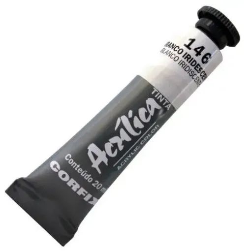 Imagen de Acrilico en pomo tinta acrilica CORFIX colores metalicos 20ml. cubritivo Blanco Iridiscente 146