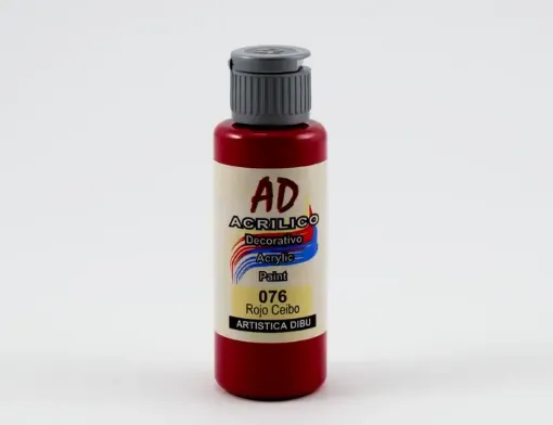 Imagen de Acrilico decorativo pintura acrilica AD *60ml. color 076 rojo ceibo traslucido