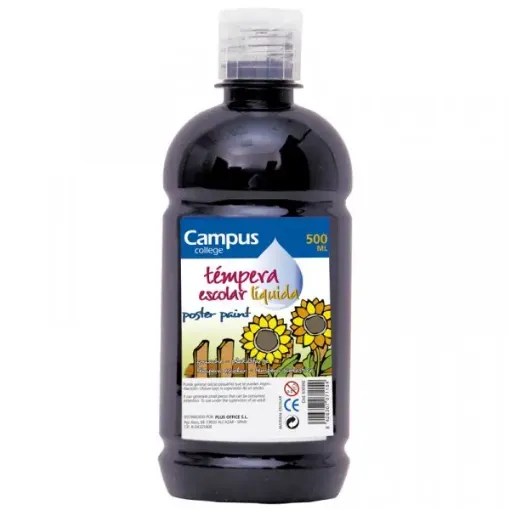 Imagen de Tempera escolar liquida CAMPUS College en botella de 500ml. color negro